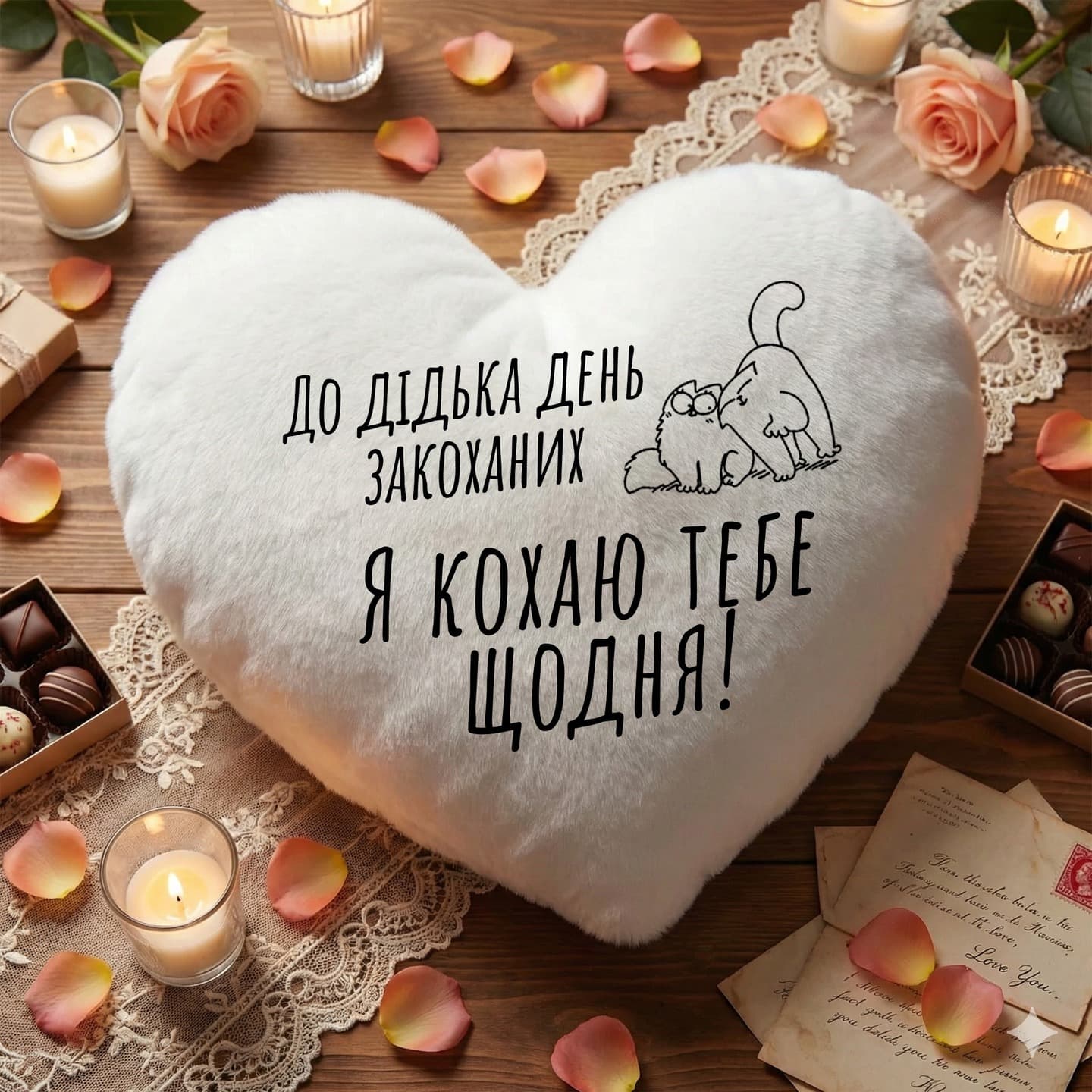 Подушка у формі серця "До дідька день закоханих. Я