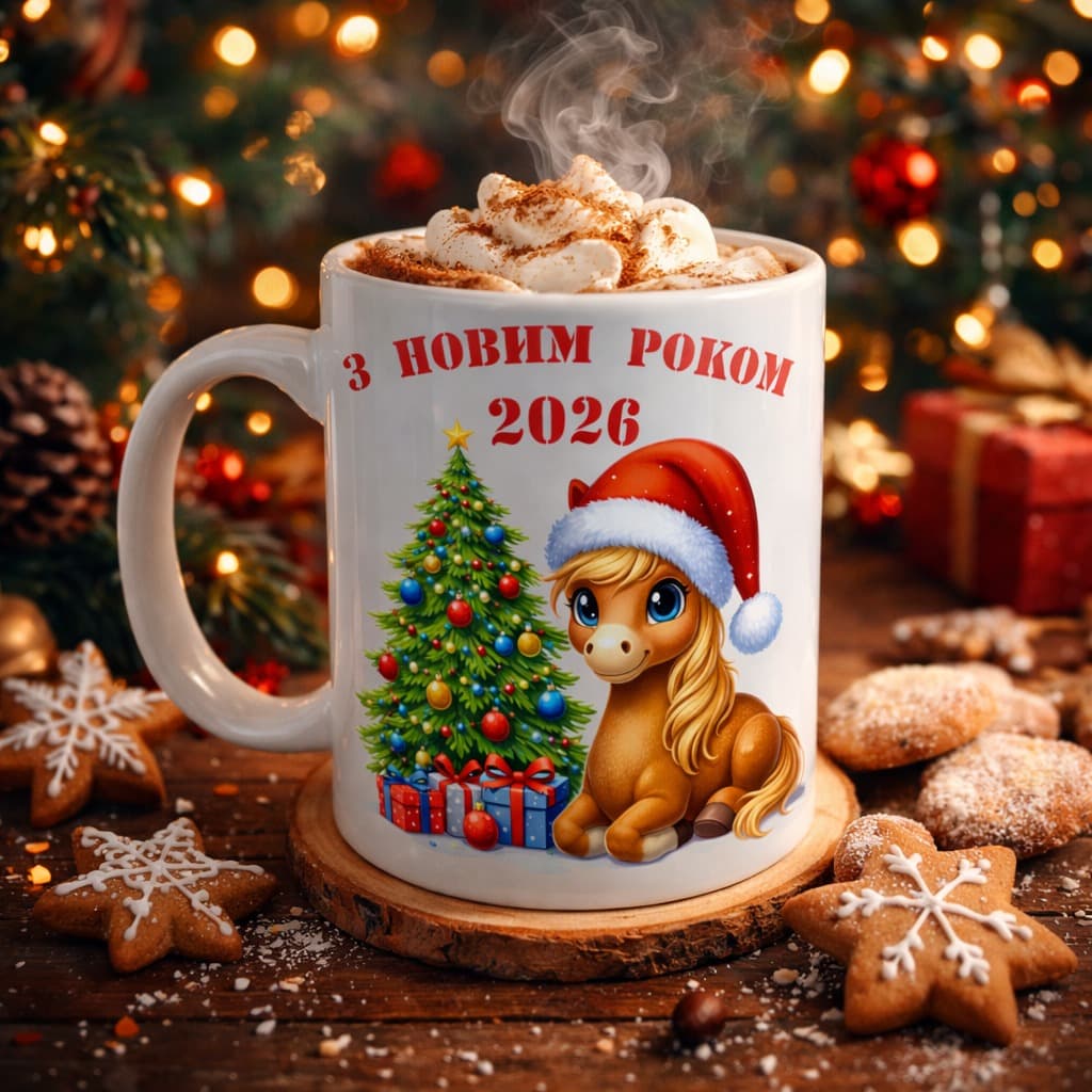 Новорічна чашка "З Новим роком 2026"
💰Ціна чашки