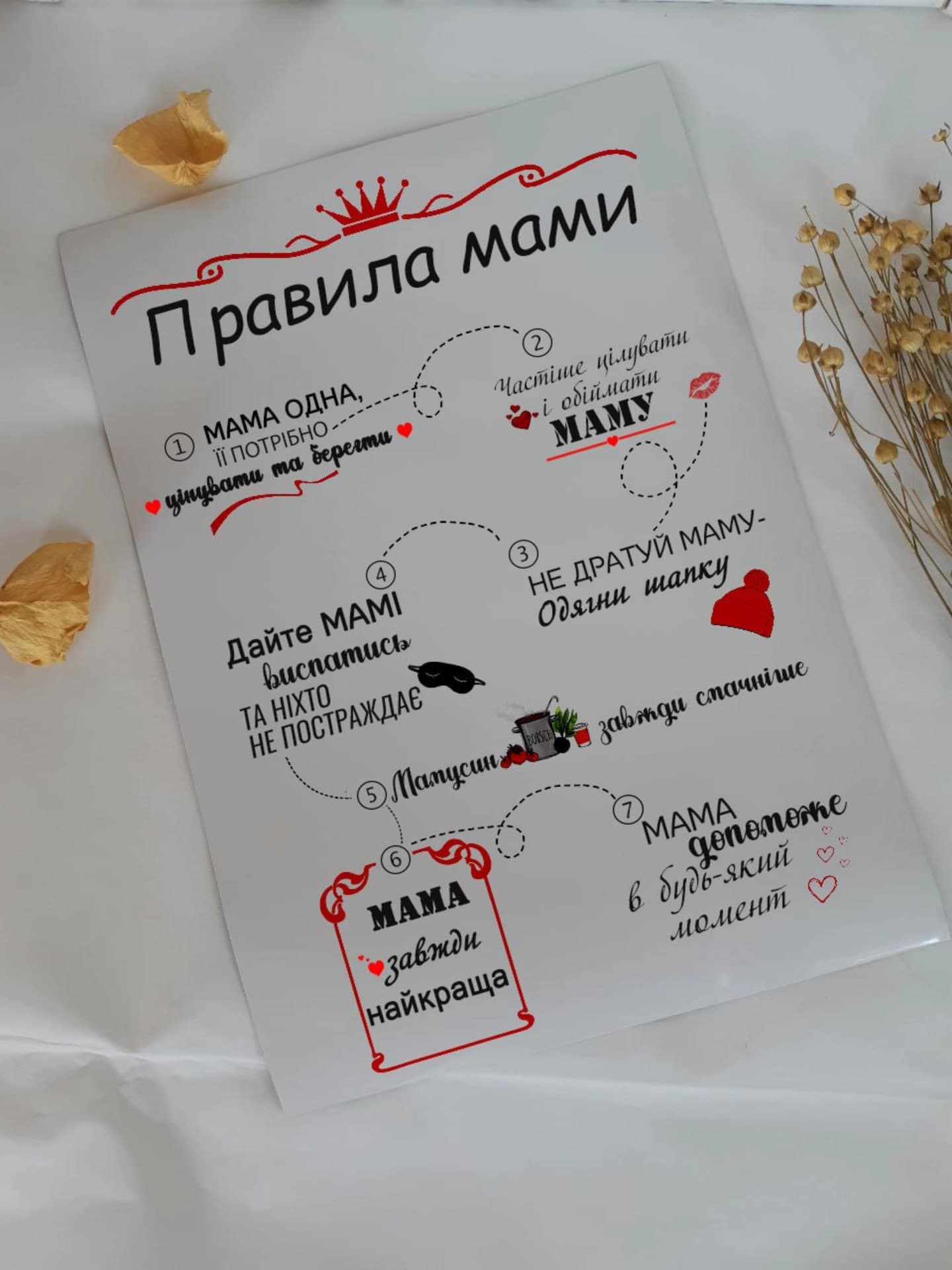 Магніт на холодильник "Правила мами".
Подарунок д
